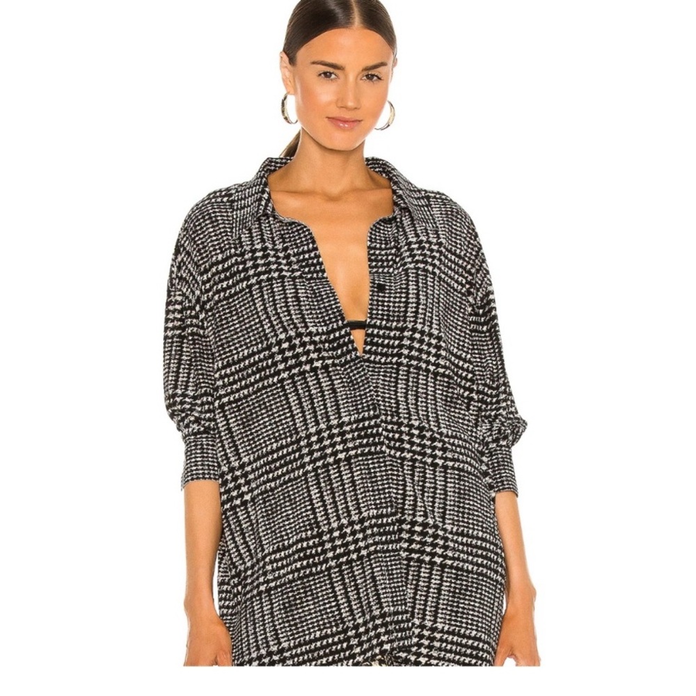 Norma Kamali Houndstooth Set - oversized boyfriend blouse w/ legging